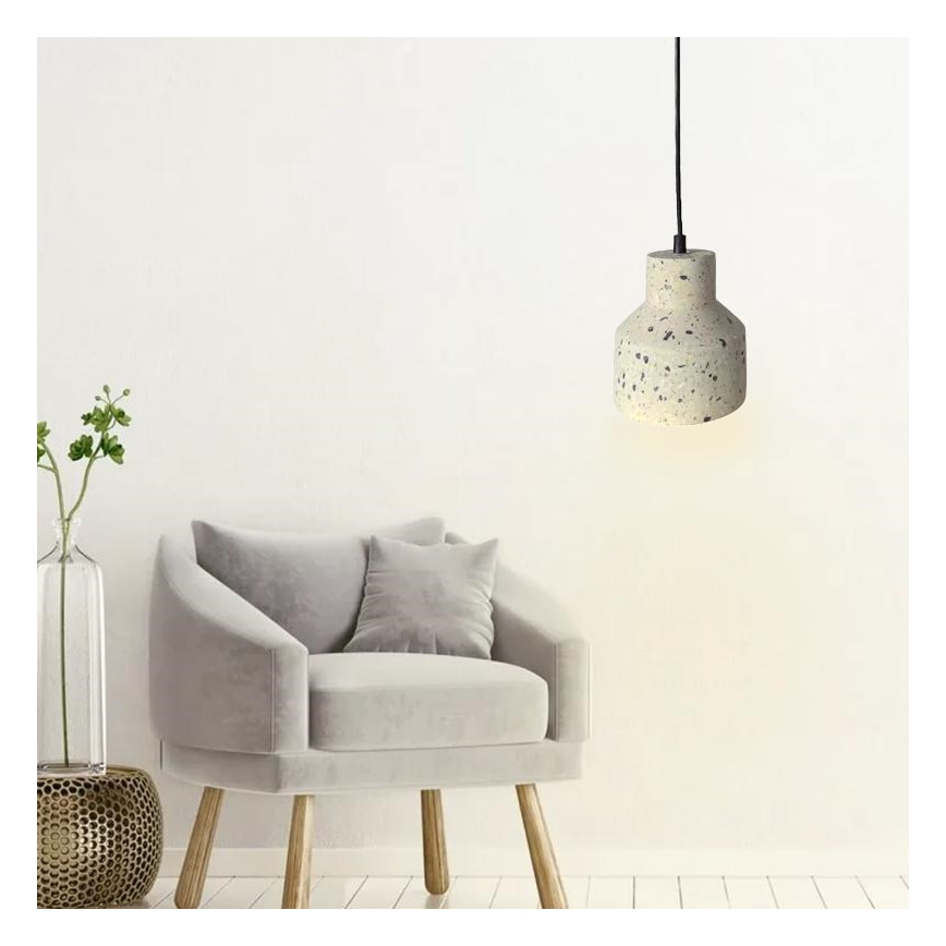 Lámpara colgante TERRAZZO 1xE27/60W/230V diá. 12 cm color crema