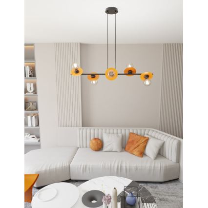 Lámpara colgante TOKEN 6xE27/15W/230V naranja