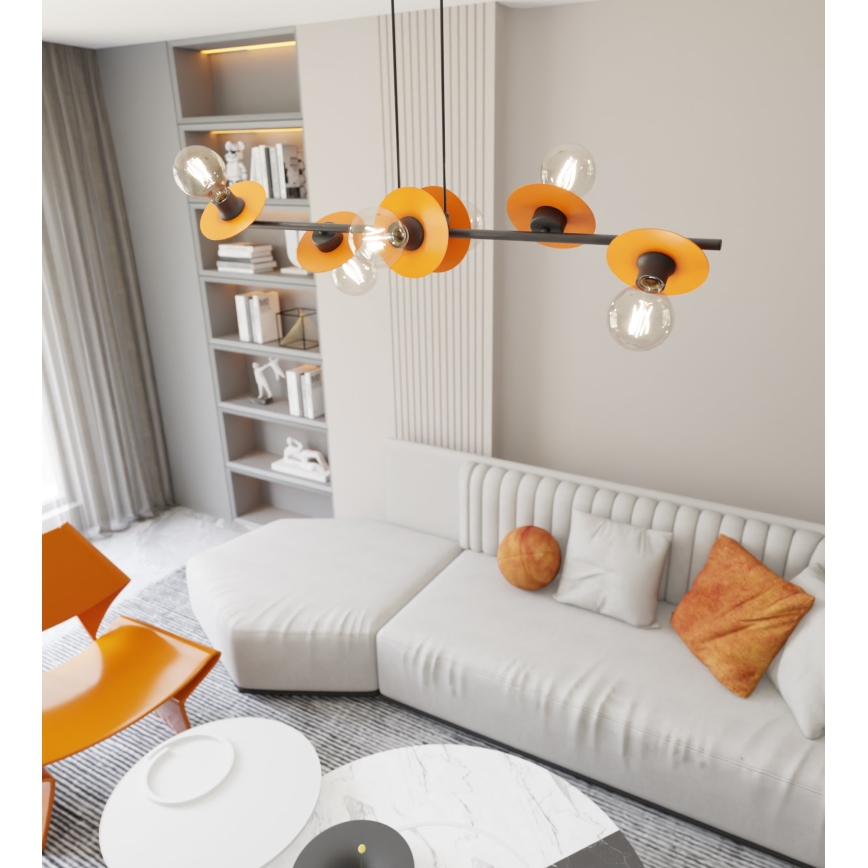 Lámpara colgante TOKEN 6xE27/15W/230V naranja