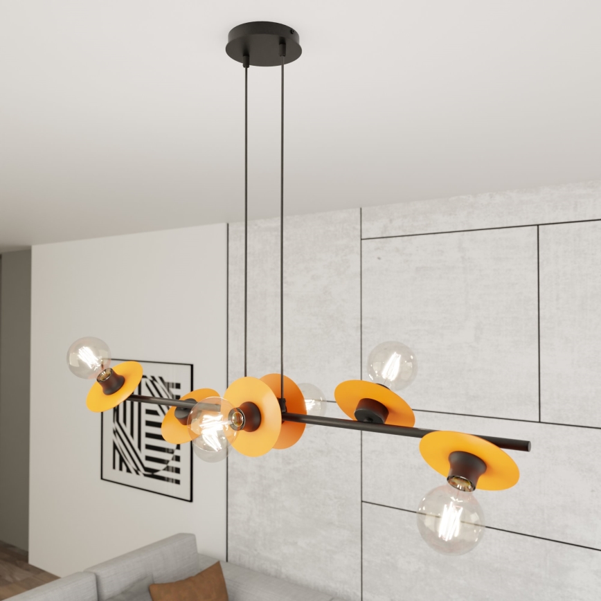 Lámpara colgante TOKEN 6xE27/15W/230V naranja