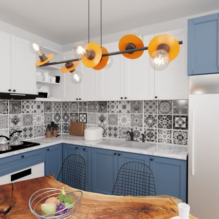 Lámpara colgante TOKEN 6xE27/15W/230V naranja