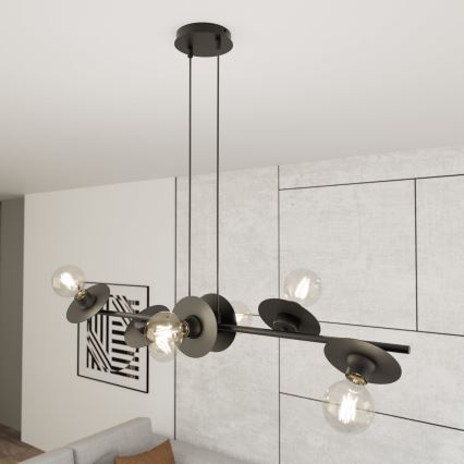 Lámpara colgante TOKEN 6xE27/15W/230V negro