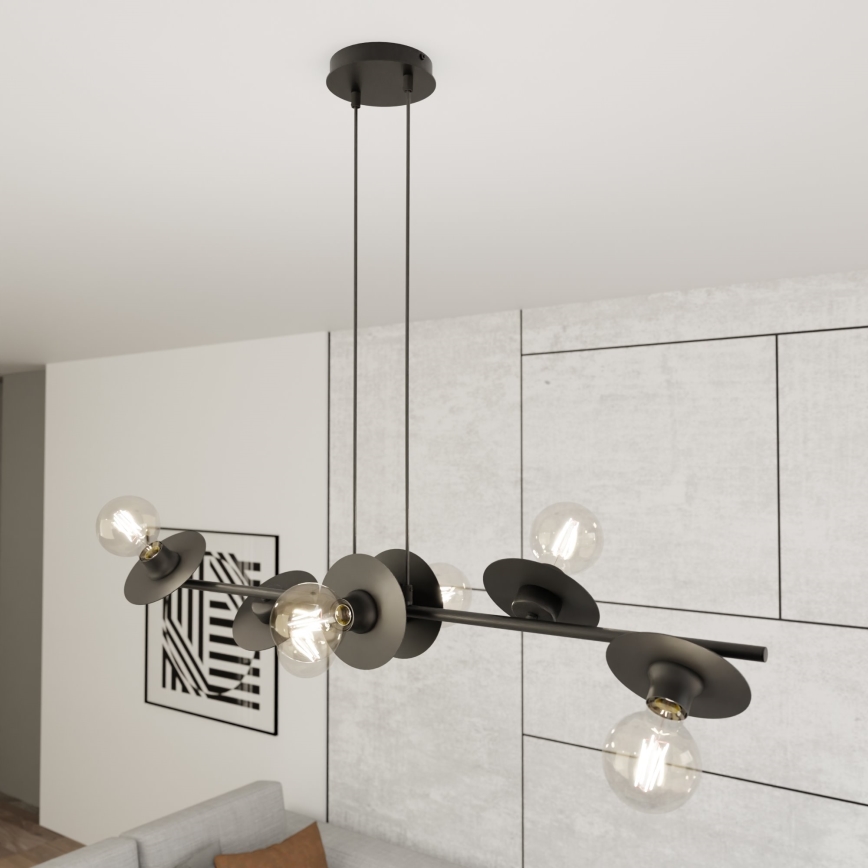 Lámpara colgante TOKEN 6xE27/15W/230V negro