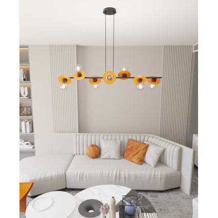 Lámpara colgante TOKEN 8xE27/15W/230V naranja