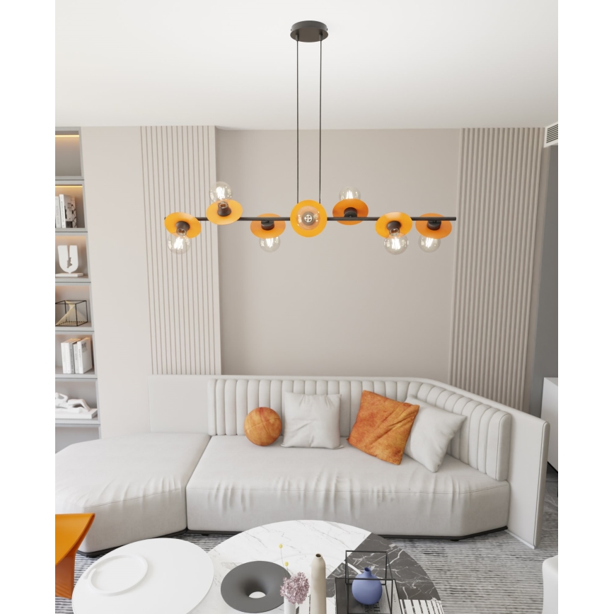 Lámpara colgante TOKEN 8xE27/15W/230V naranja