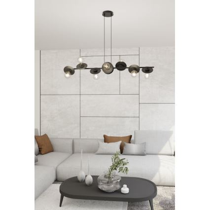 Lámpara colgante TOKEN 8xE27/15W/230V negro