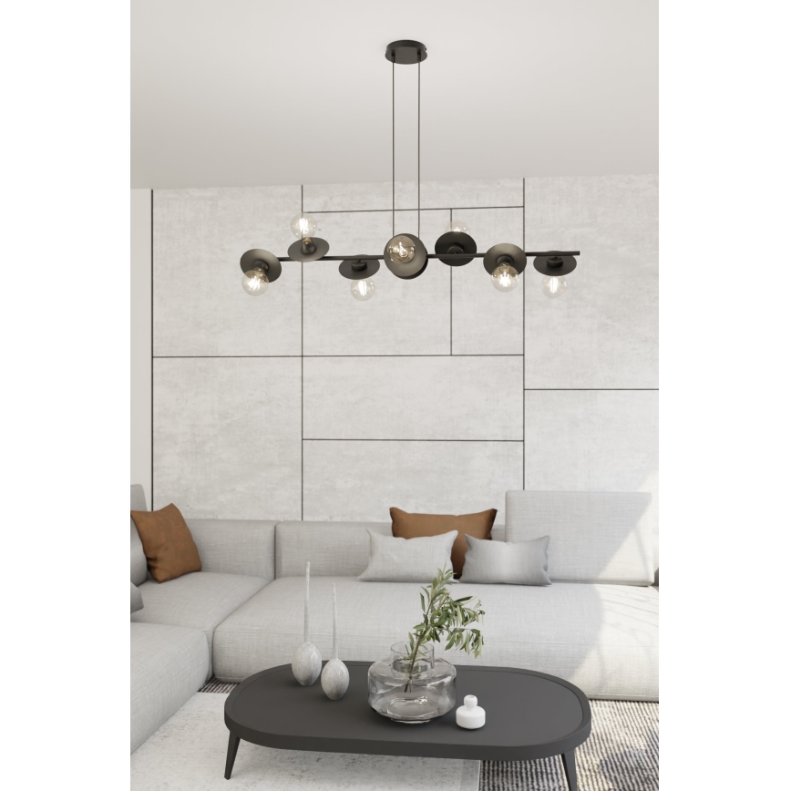 Lámpara colgante TOKEN 8xE27/15W/230V negro
