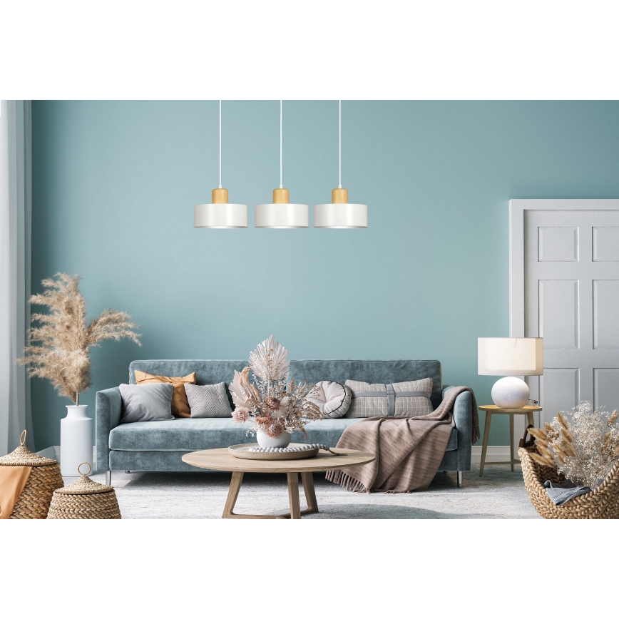 Lámpara colgante TORIN 3xE27/15W/230V blanco