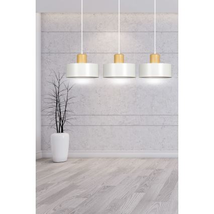 Lámpara colgante TORIN 3xE27/15W/230V blanco