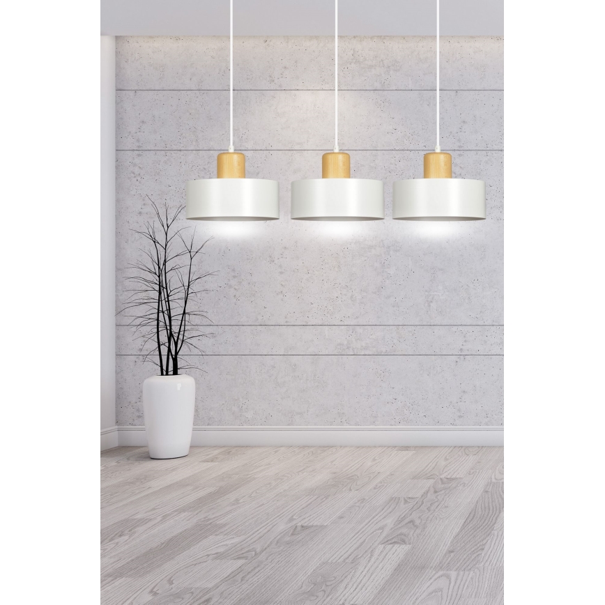 Lámpara colgante TORIN 3xE27/15W/230V blanco