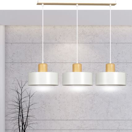 Lámpara colgante TORIN 3xE27/15W/230V blanco