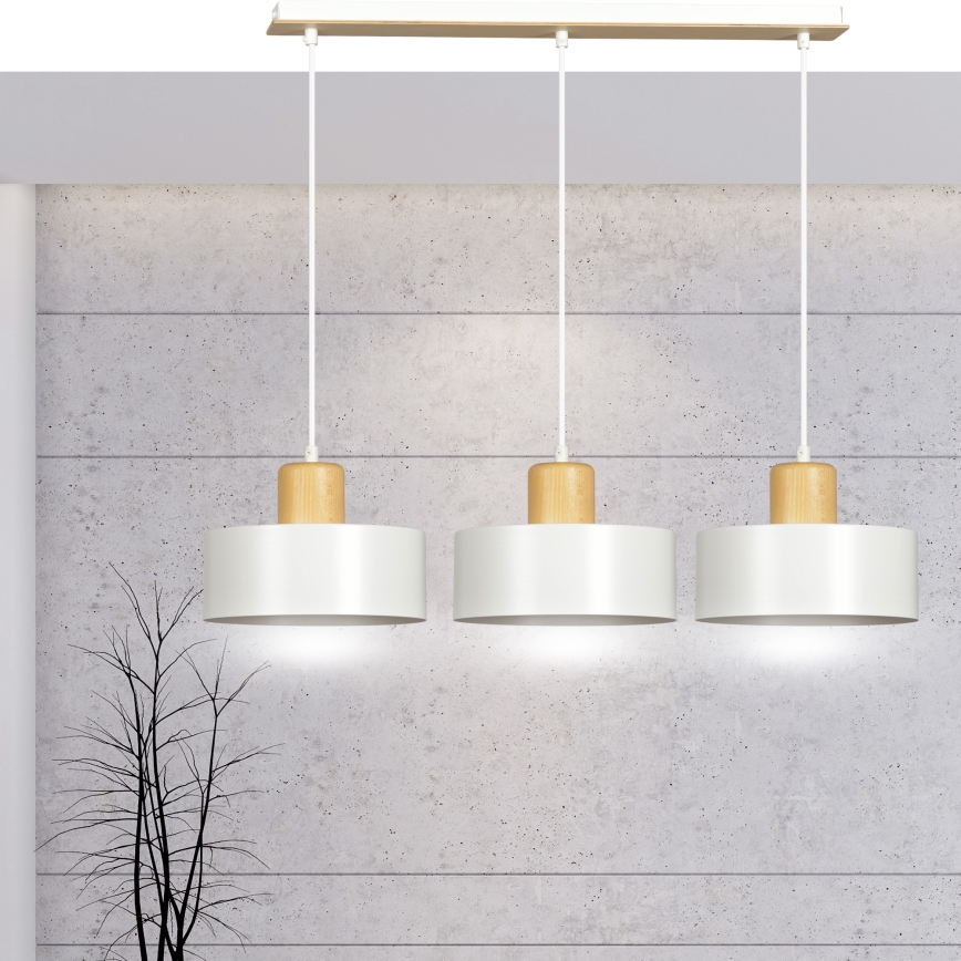 Lámpara colgante TORIN 3xE27/15W/230V blanco