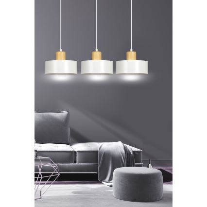Lámpara colgante TORIN 3xE27/15W/230V blanco
