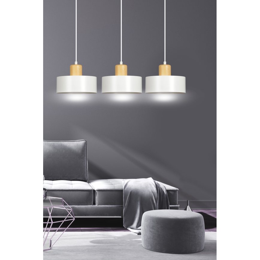 Lámpara colgante TORIN 3xE27/15W/230V blanco