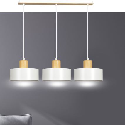 Lámpara colgante TORIN 3xE27/15W/230V blanco