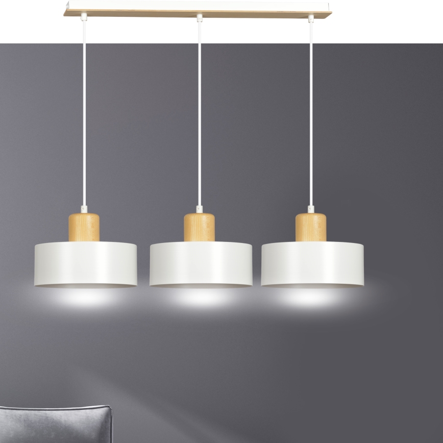 Lámpara colgante TORIN 3xE27/15W/230V blanco