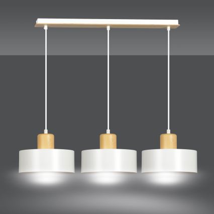 Lámpara colgante TORIN 3xE27/15W/230V blanco