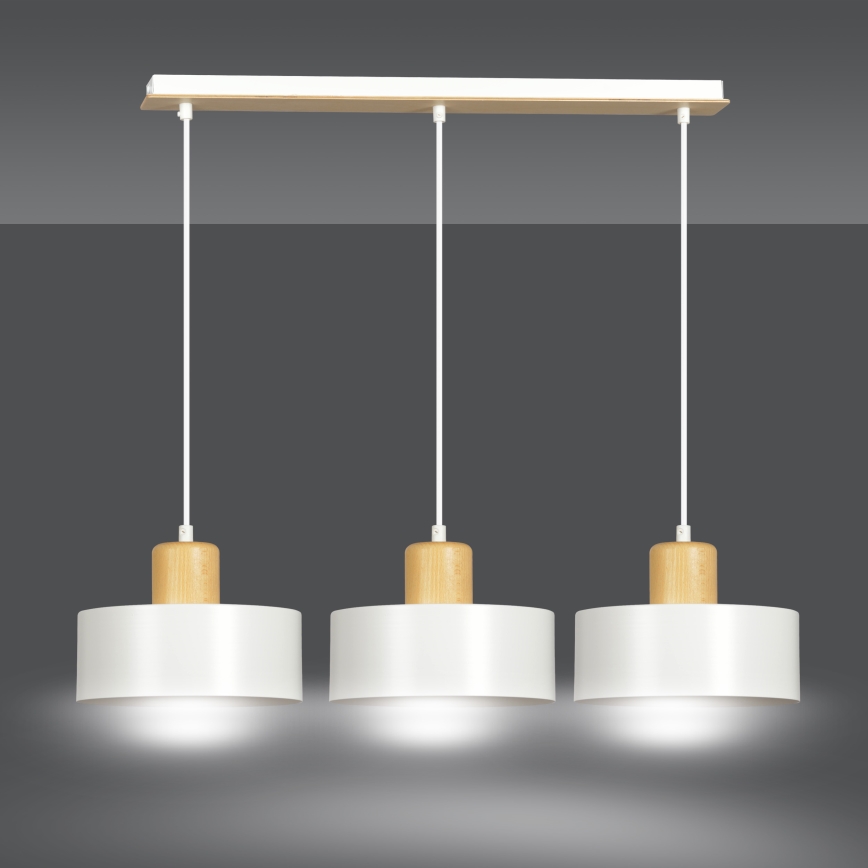 Lámpara colgante TORIN 3xE27/15W/230V blanco