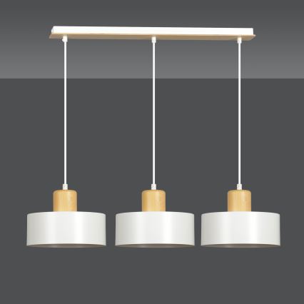 Lámpara colgante TORIN 3xE27/15W/230V blanco