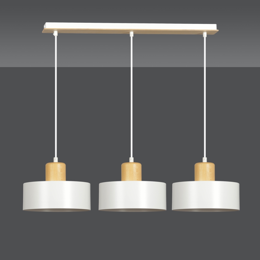 Lámpara colgante TORIN 3xE27/15W/230V blanco