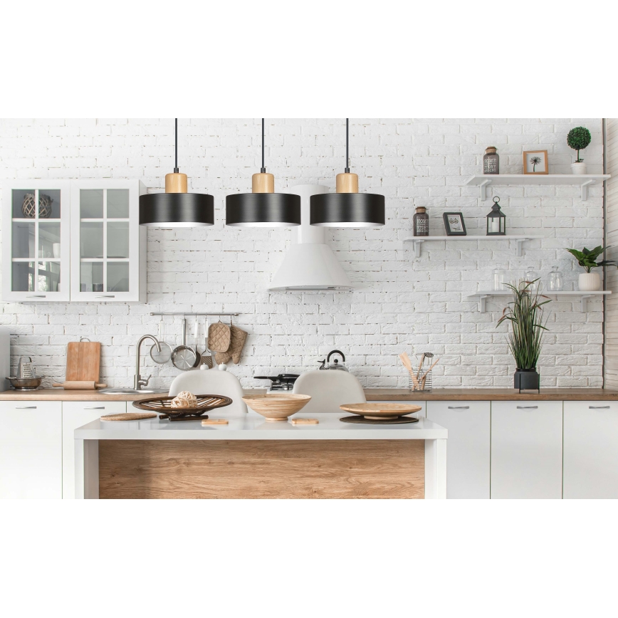 Lámpara colgante TORIN 3xE27/15W/230V negro
