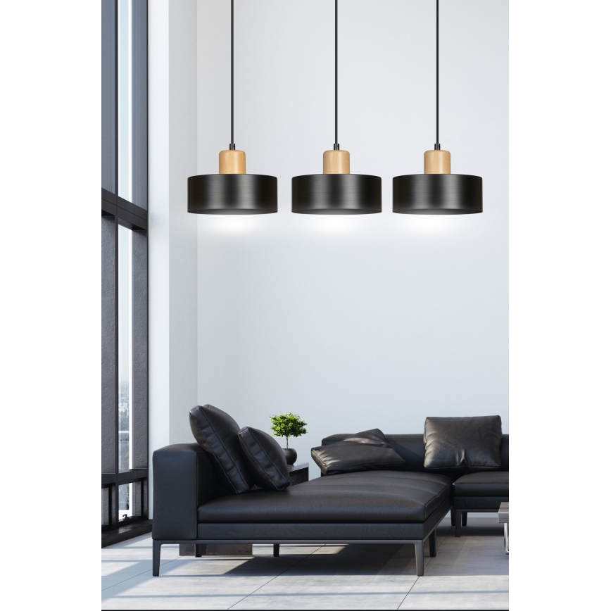 Lámpara colgante TORIN 3xE27/15W/230V negro