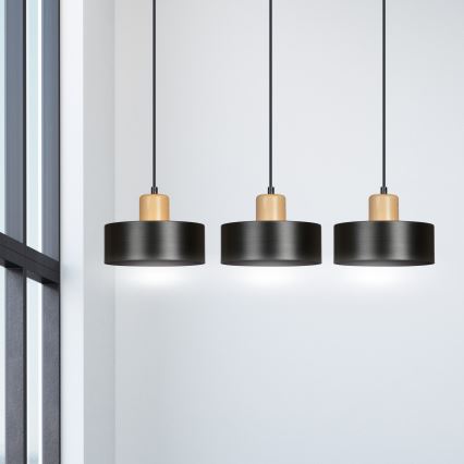 Lámpara colgante TORIN 3xE27/15W/230V negro