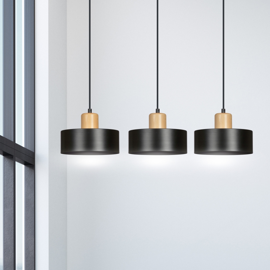 Lámpara colgante TORIN 3xE27/15W/230V negro