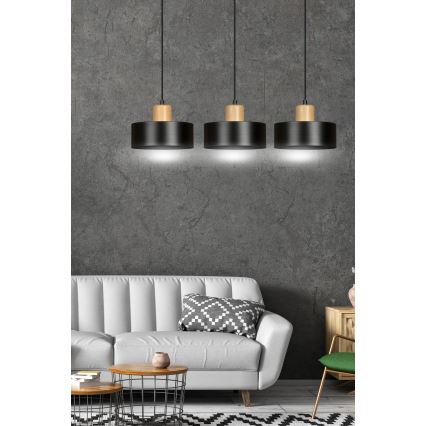 Lámpara colgante TORIN 3xE27/15W/230V negro