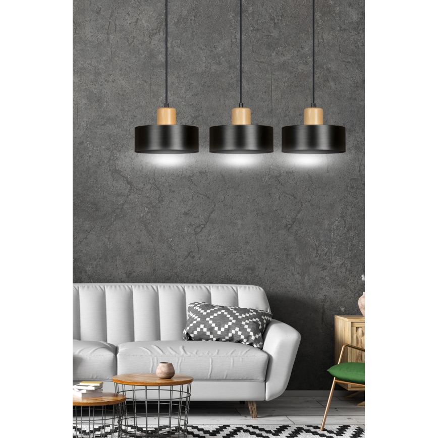 Lámpara colgante TORIN 3xE27/15W/230V negro