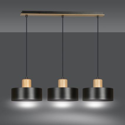 Lámpara colgante TORIN 3xE27/15W/230V negro