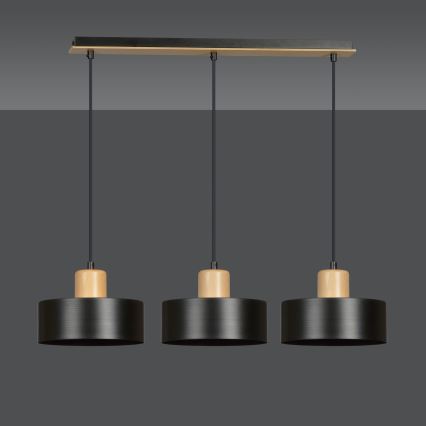 Lámpara colgante TORIN 3xE27/15W/230V negro