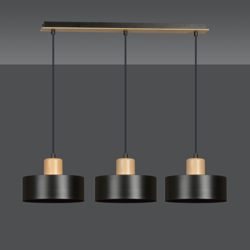 Lámpara colgante TORIN 3xE27/15W/230V negro
