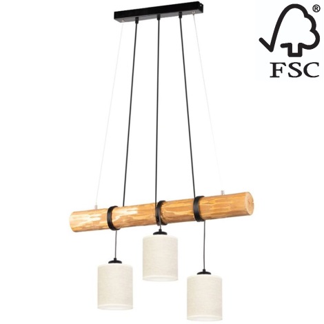 Lámpara colgante TRENO 3xE27/25W/230V pino – FSC Certificado