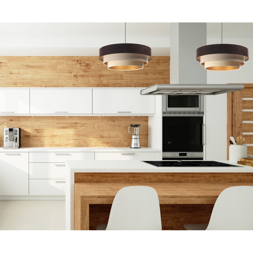 Lámpara colgante TRINITI 1xE27/60W/230V marrón/beige/dorado