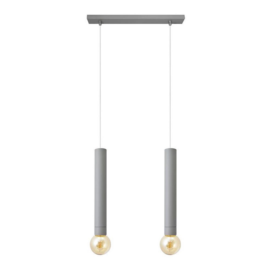 Lámpara colgante TUBA 2xE27/15W/230V gris