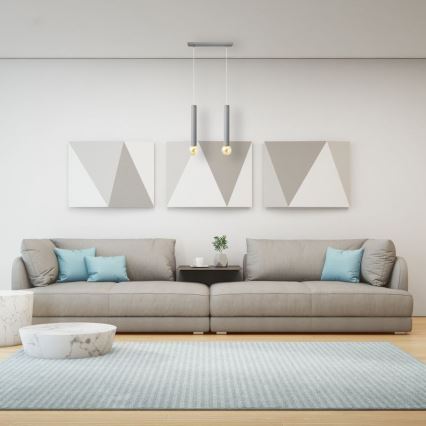 Lámpara colgante TUBA 2xE27/15W/230V gris