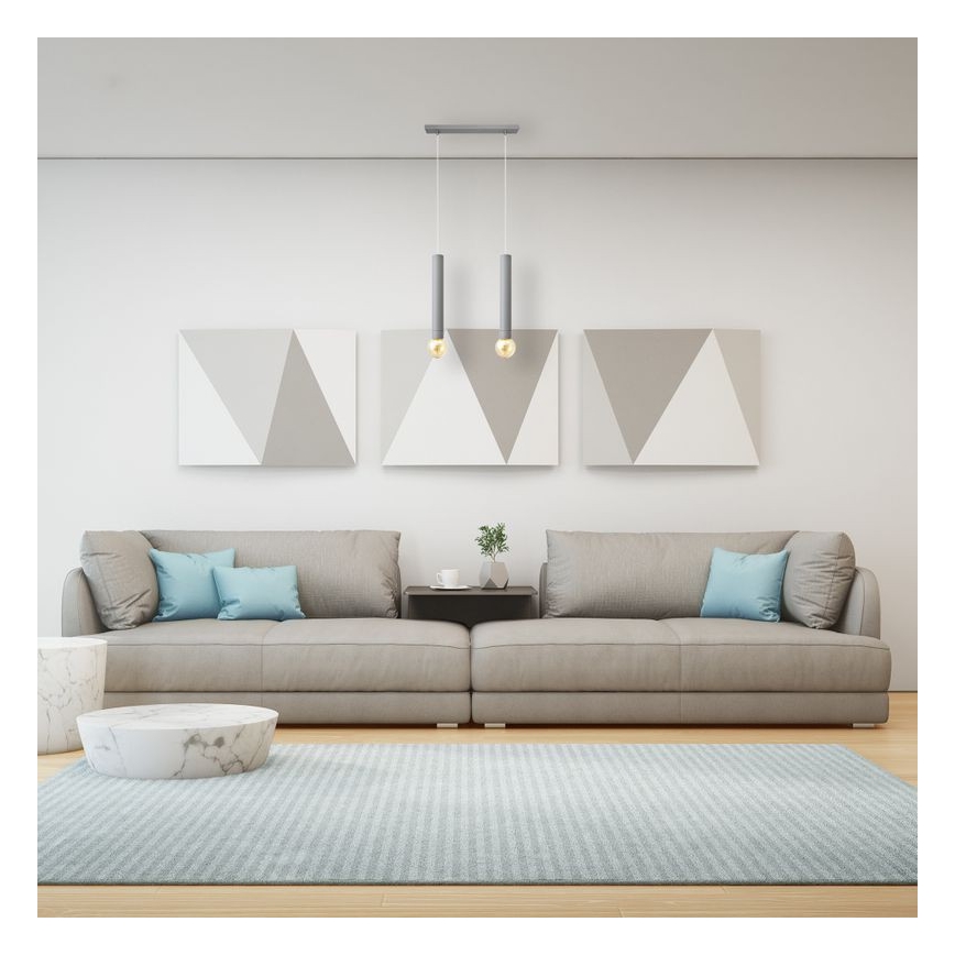 Lámpara colgante TUBA 2xE27/15W/230V gris