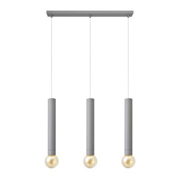 Lámpara colgante TUBA 3xE27/15W/230V gris