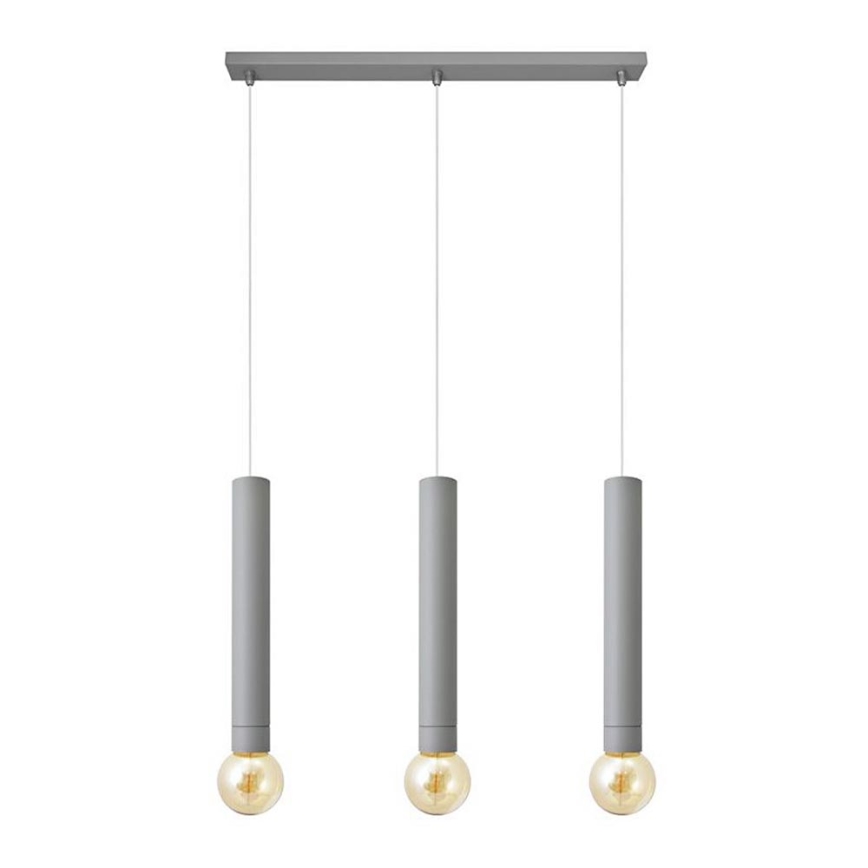 Lámpara colgante TUBA 3xE27/15W/230V gris