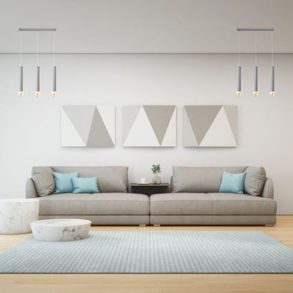 Lámpara colgante TUBA 3xE27/15W/230V gris