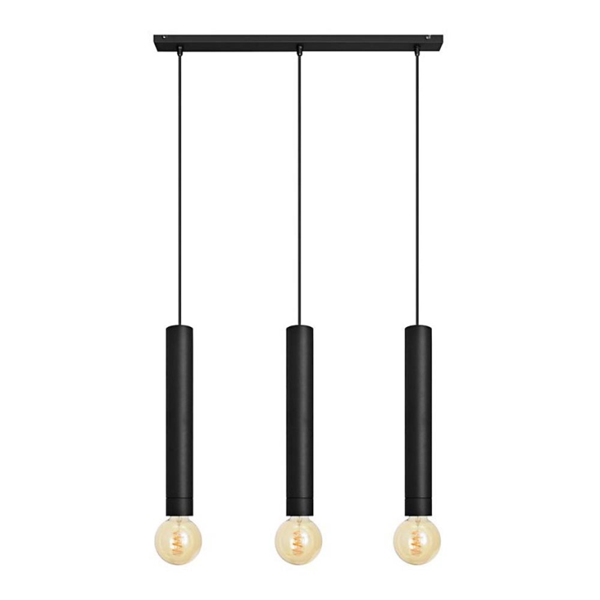 Lámpara colgante TUBA 3xE27/15W/230V negro
