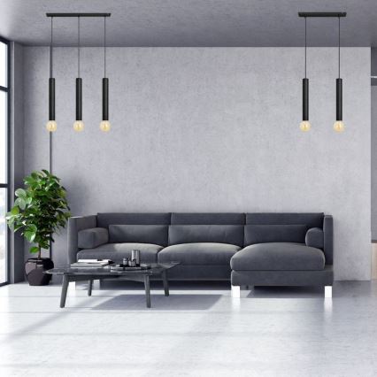 Lámpara colgante TUBA 3xE27/15W/230V negro