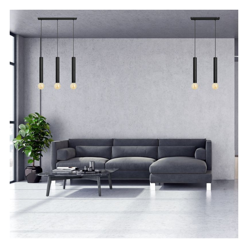 Lámpara colgante TUBA 3xE27/15W/230V negro