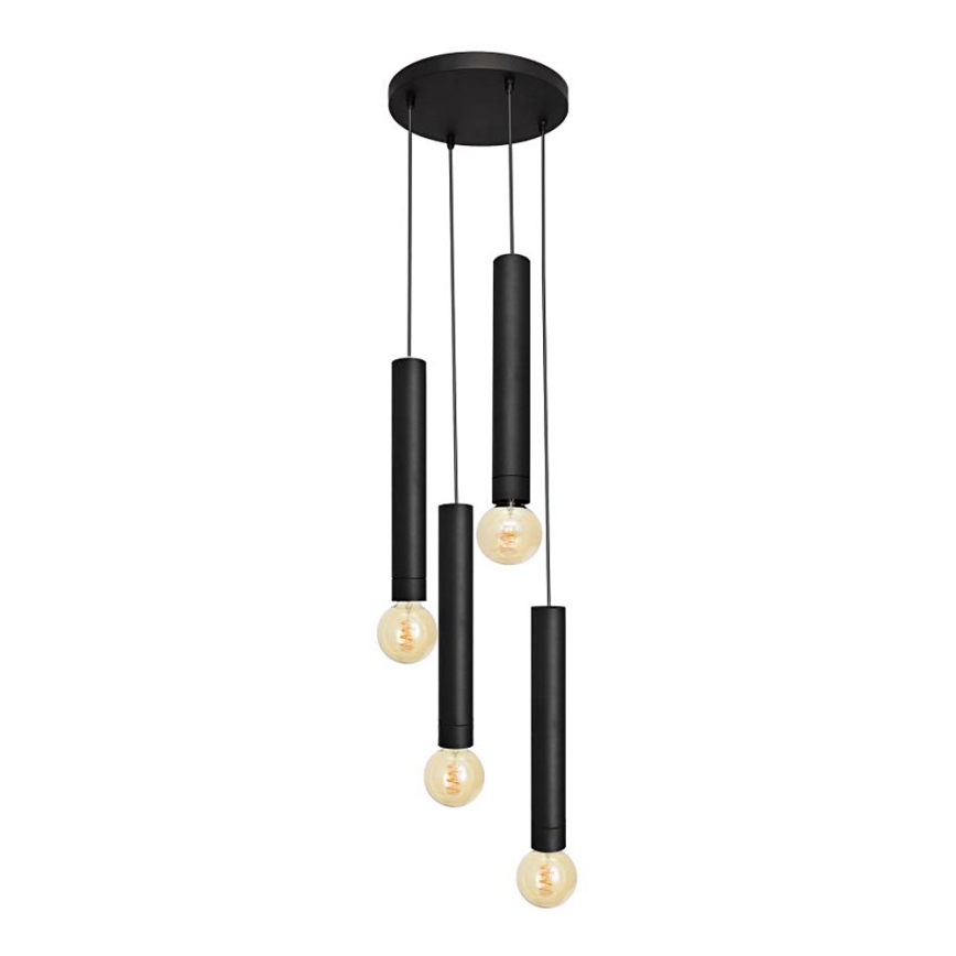 Lámpara colgante TUBA 4xE27/15W/230V negro