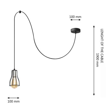 Lámpara colgante TUBE 1xE27/15W/230V negro/cromo brillante