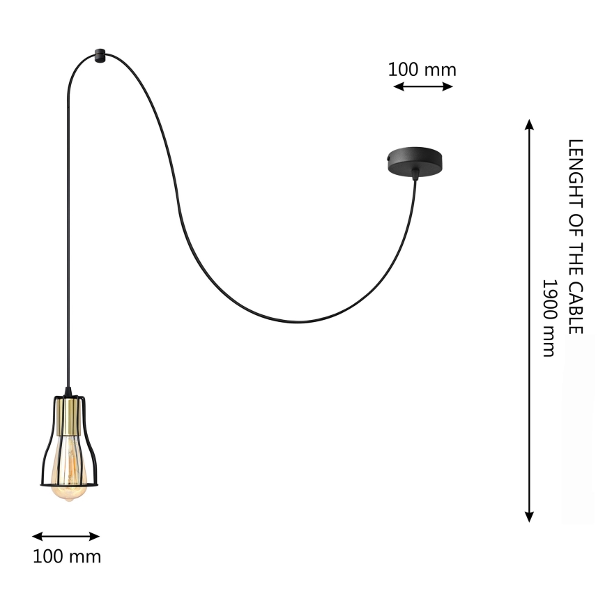 Lámpara colgante TUBE 1xE27/15W/230V negro/dorado