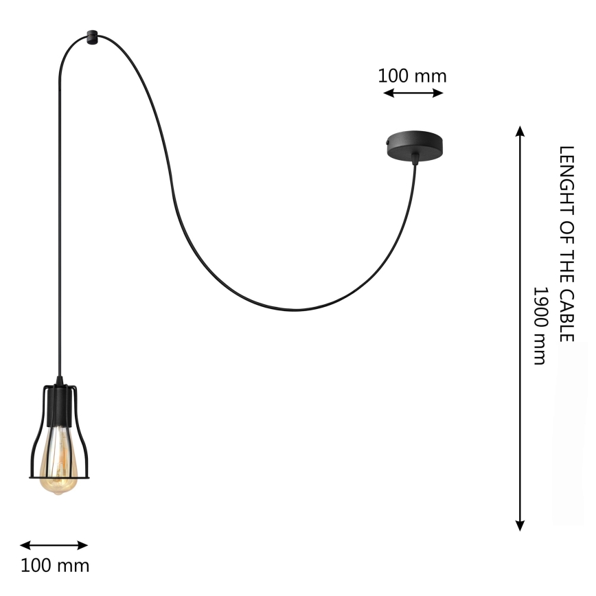 Lámpara colgante TUBE 1xE27/15W/230V negro