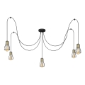 Lámpara colgante TUBE 5xE27/15W/230V araña negro/dorado