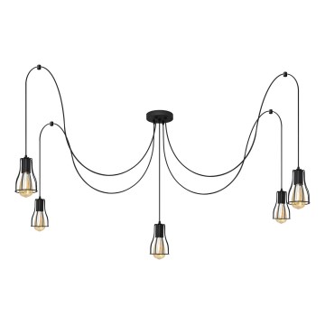 Lámpara colgante TUBE 5xE27/15W/230V araña negro